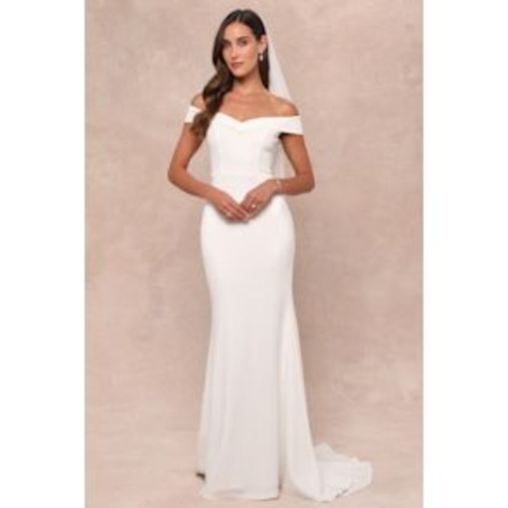 Elegant Off-Shoulder White Bridal Gown